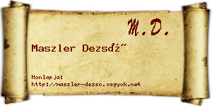 Maszler Dezső névjegykártya
